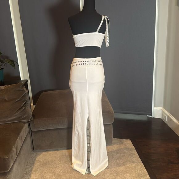 Women’s White Sparkly BodyCon 2 Piece Party Club Outfit Size M NEW *READ - Picture 5 of 10